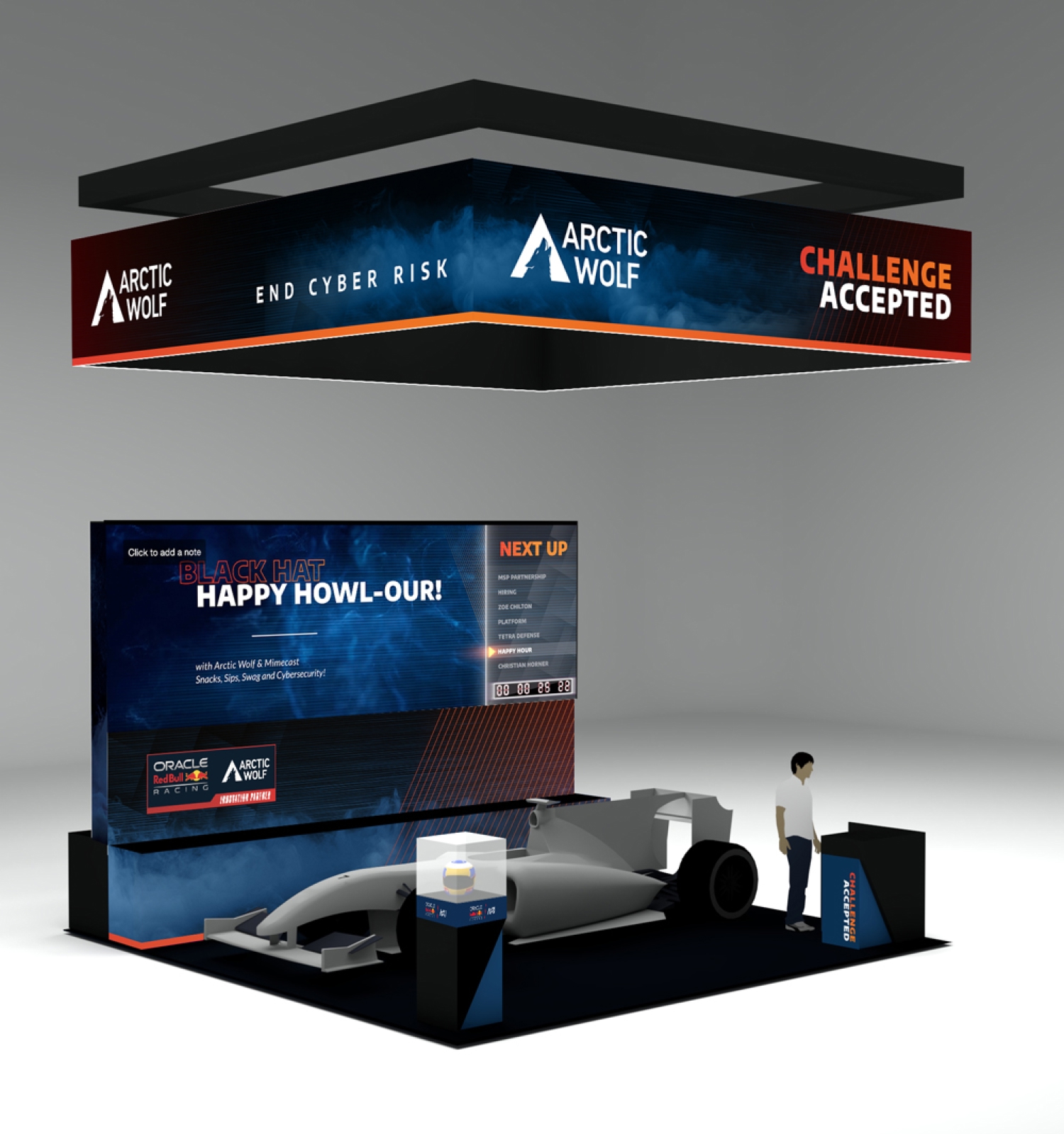 Blackhat USA booth render — front view