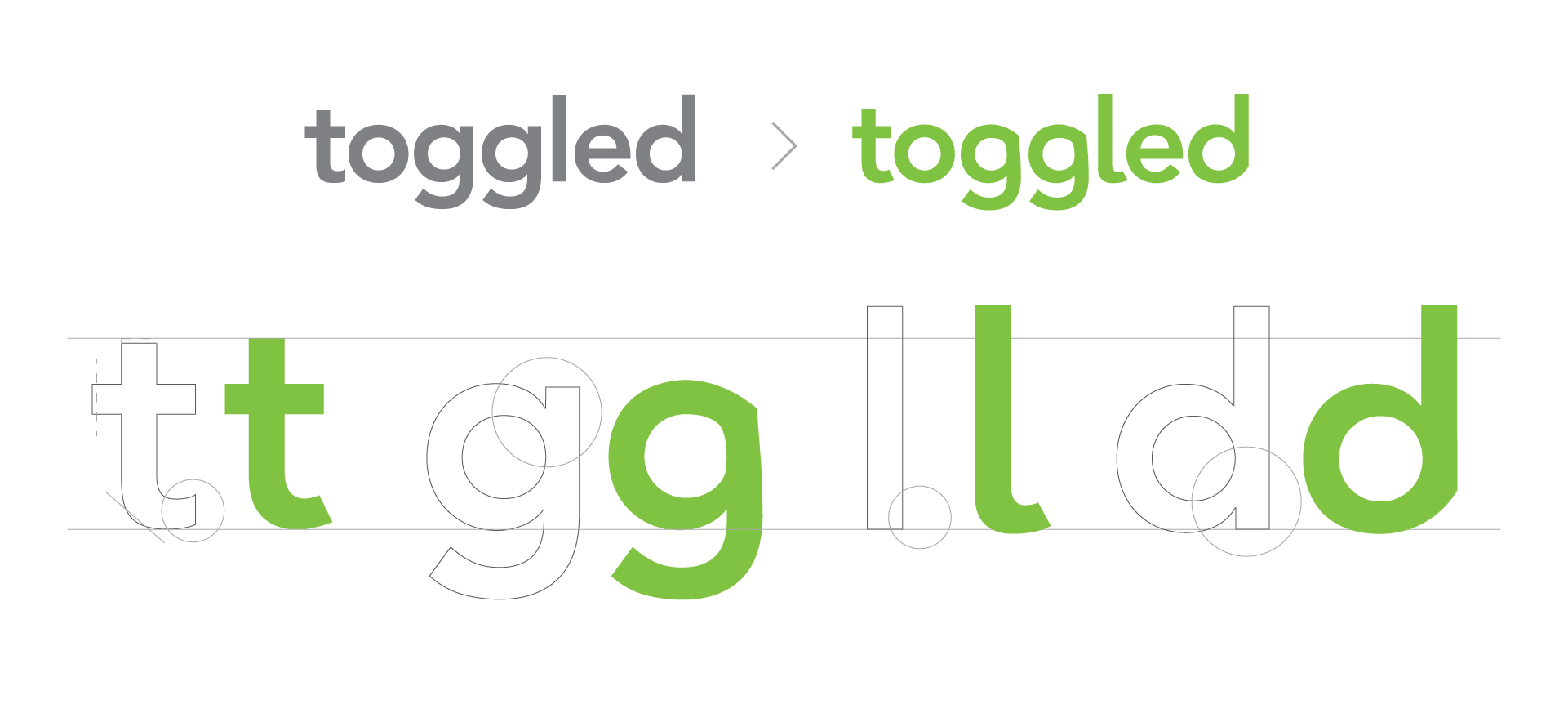 Toggled wordmark letterform modifications